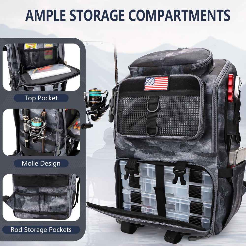Rillrun 42L tackle bag storage offers ample gear organization on trips