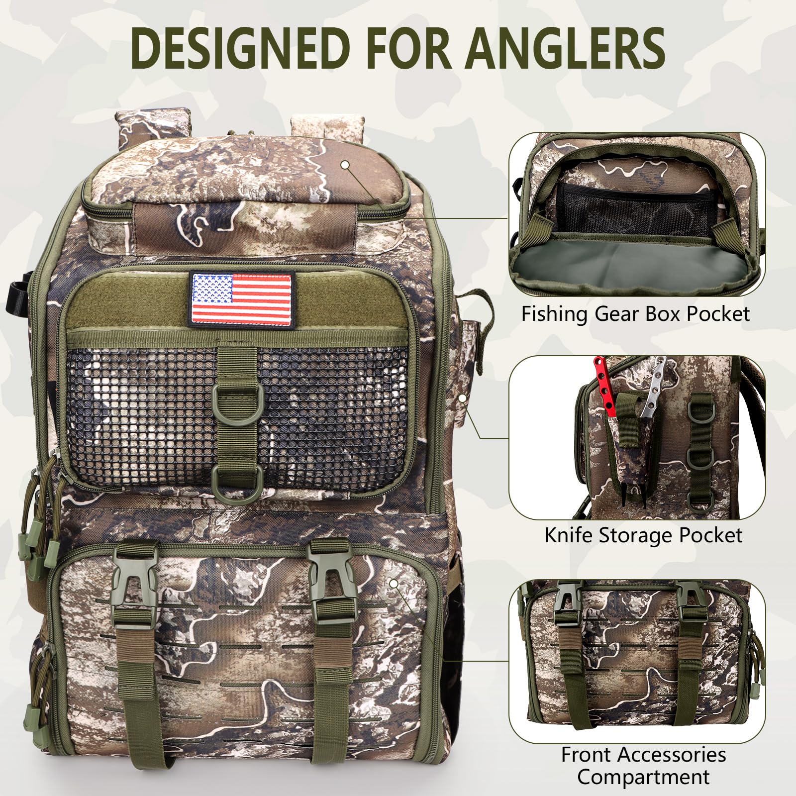 Elastic-mesh side panels for airflow on Rillrun Backpack