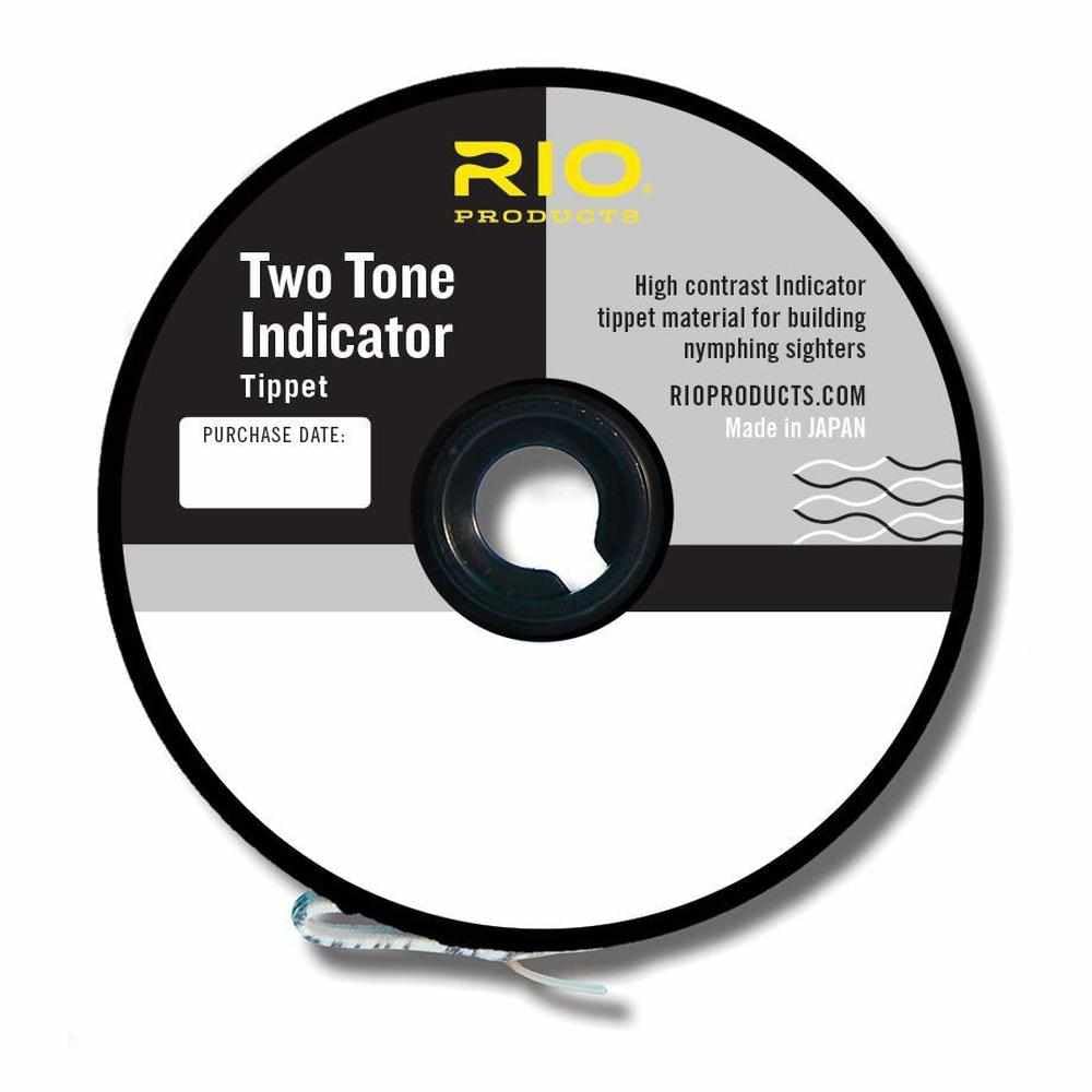 Close-up of color-changing 8-inch sections on RIO 2-Tone Indicator Tippet 2X