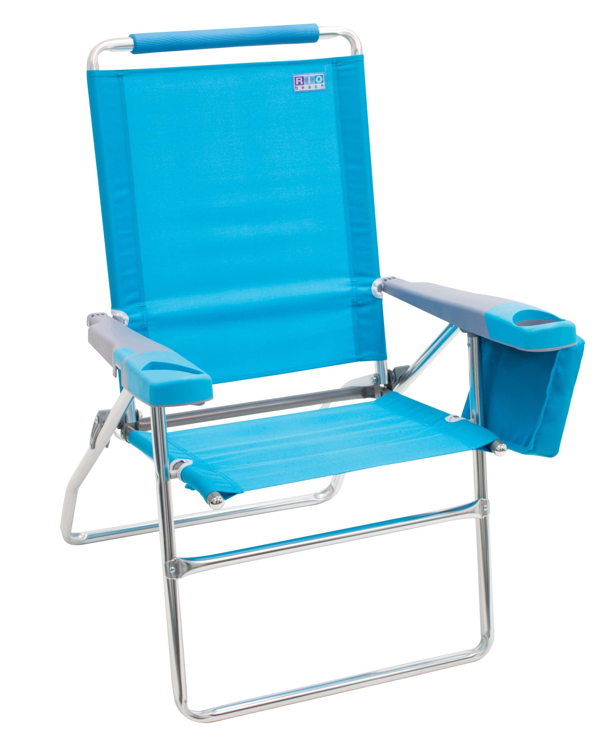 Rio Brands 17-inch extended-height beach chair with easy-entry design.
