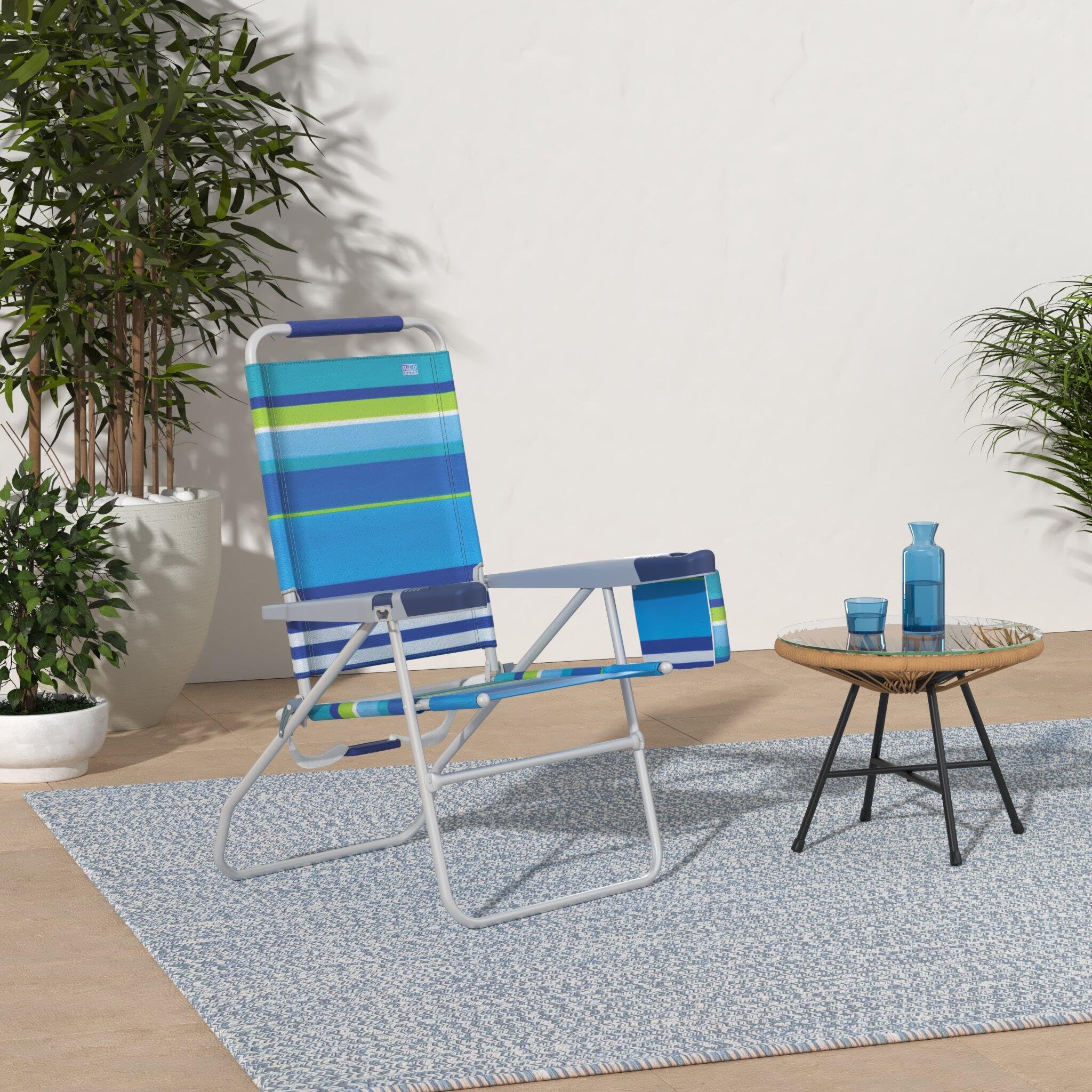 Rio Brands 4-position recline with SAFE-ADJUST prevents pinching during adjustments