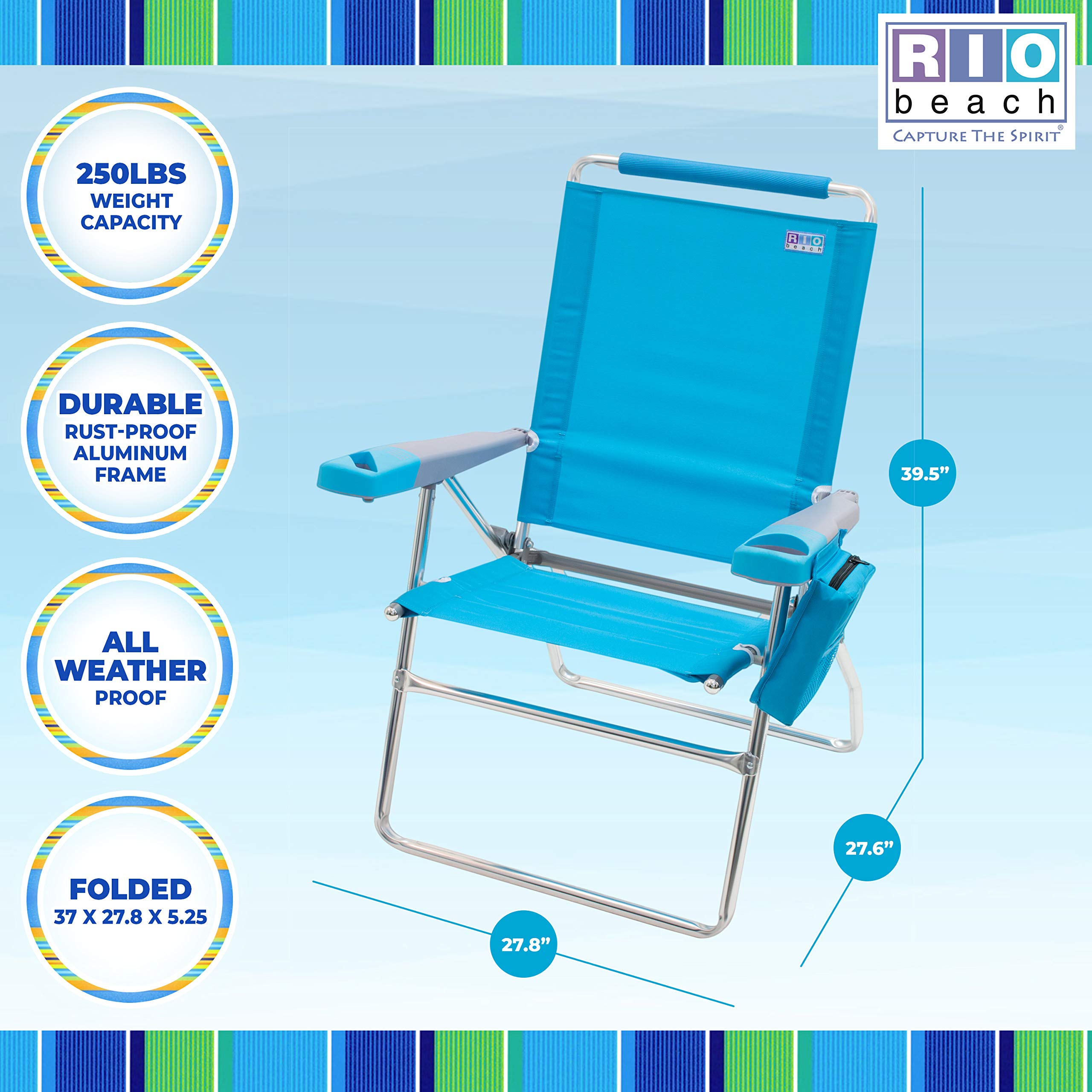 Rio Brands armrest with cell phone slot keeps essentials at hand.
