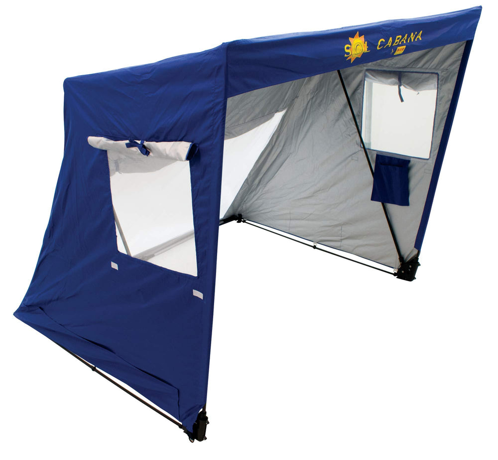 RIO Brands Beach Sol Cabana side view reveals breathable mesh for cooler shade