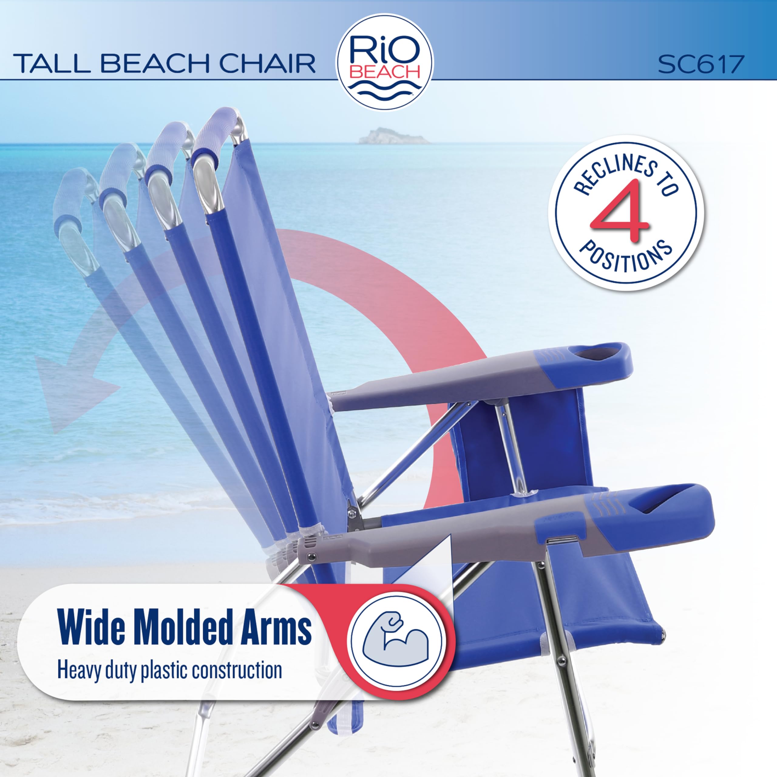 Rio Brands extended-height chair with 39-5in height and sturdy support