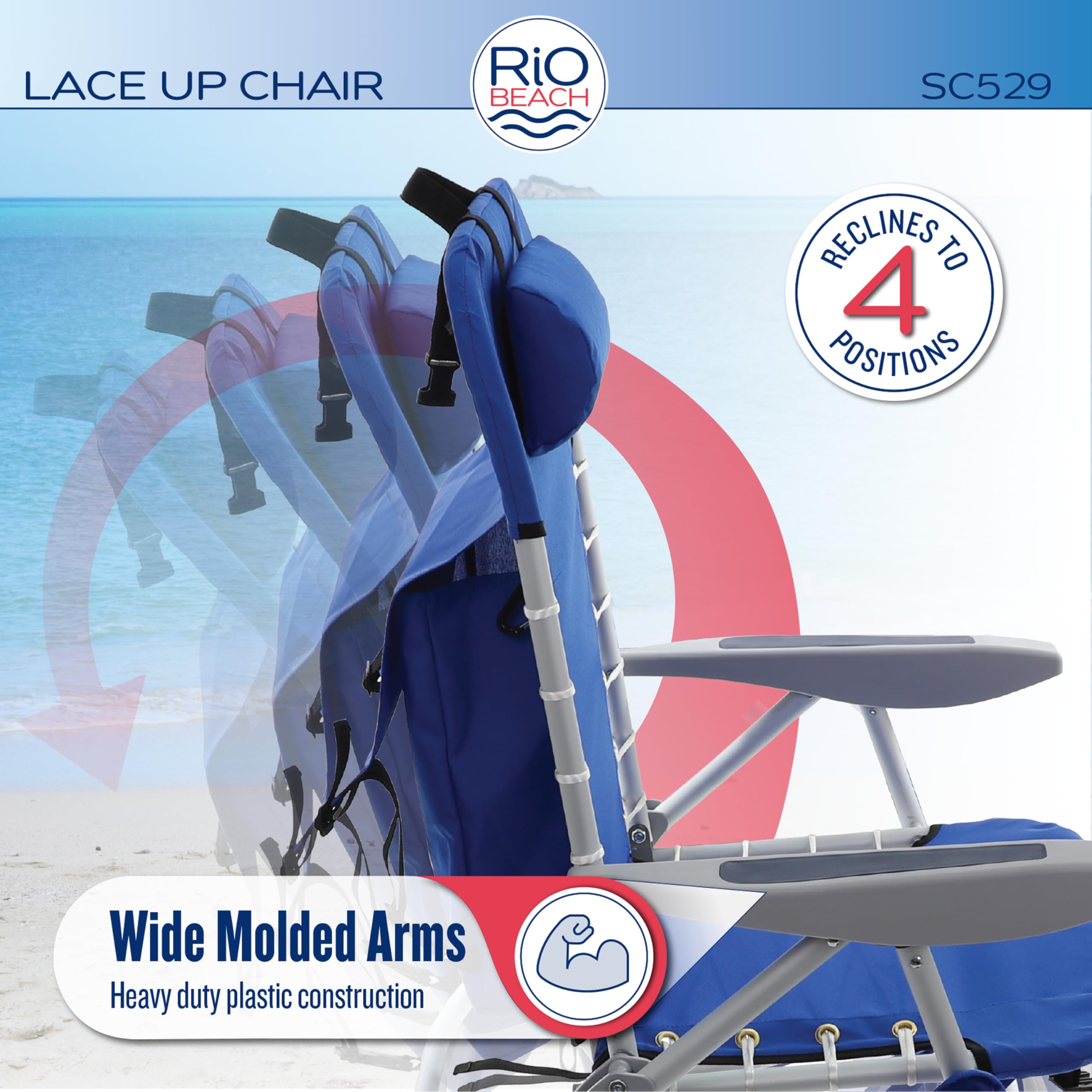 Large storage pouch on Rio Brands chair keeps essentials organized.