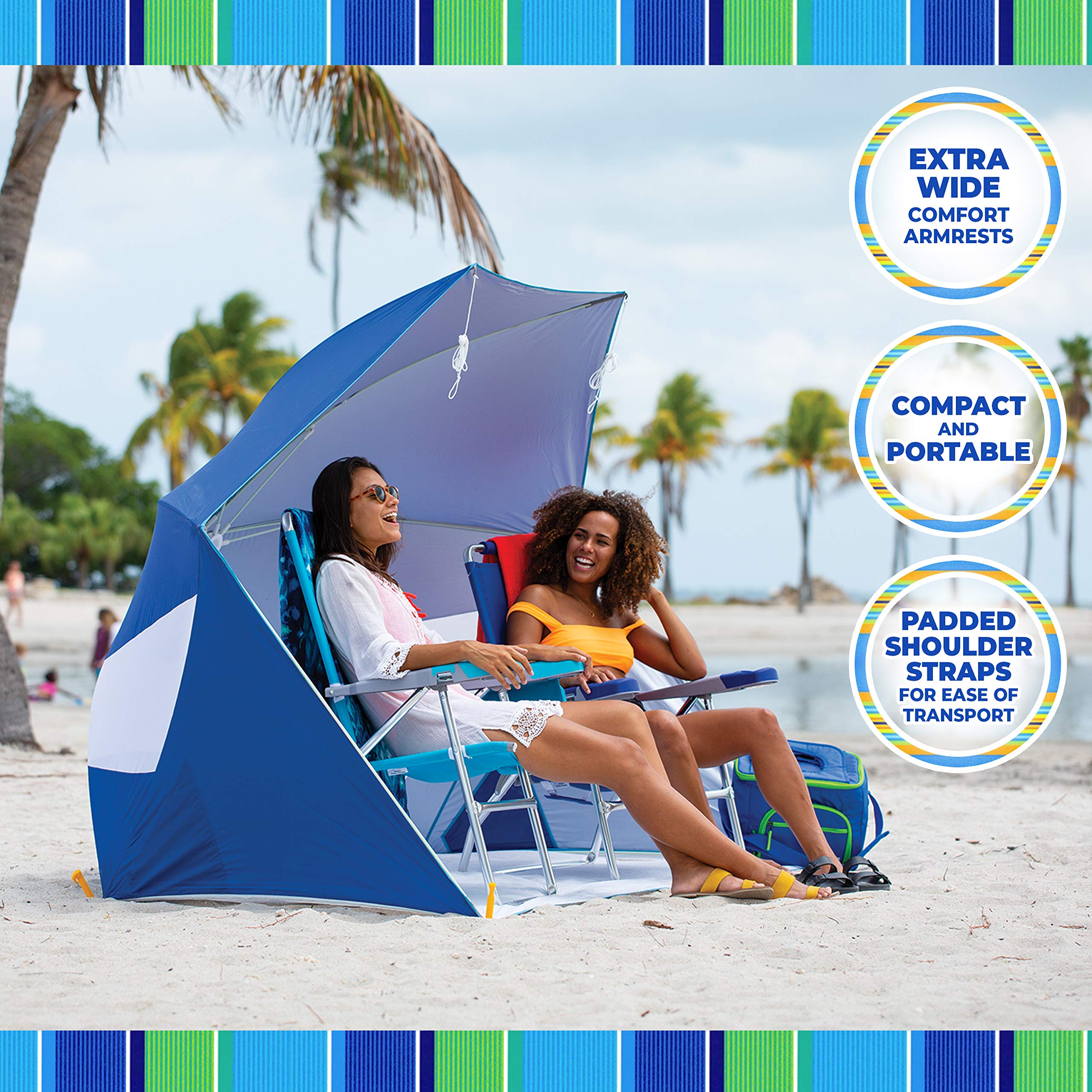 Rio Brands patented locking brackets prevent folding during use.