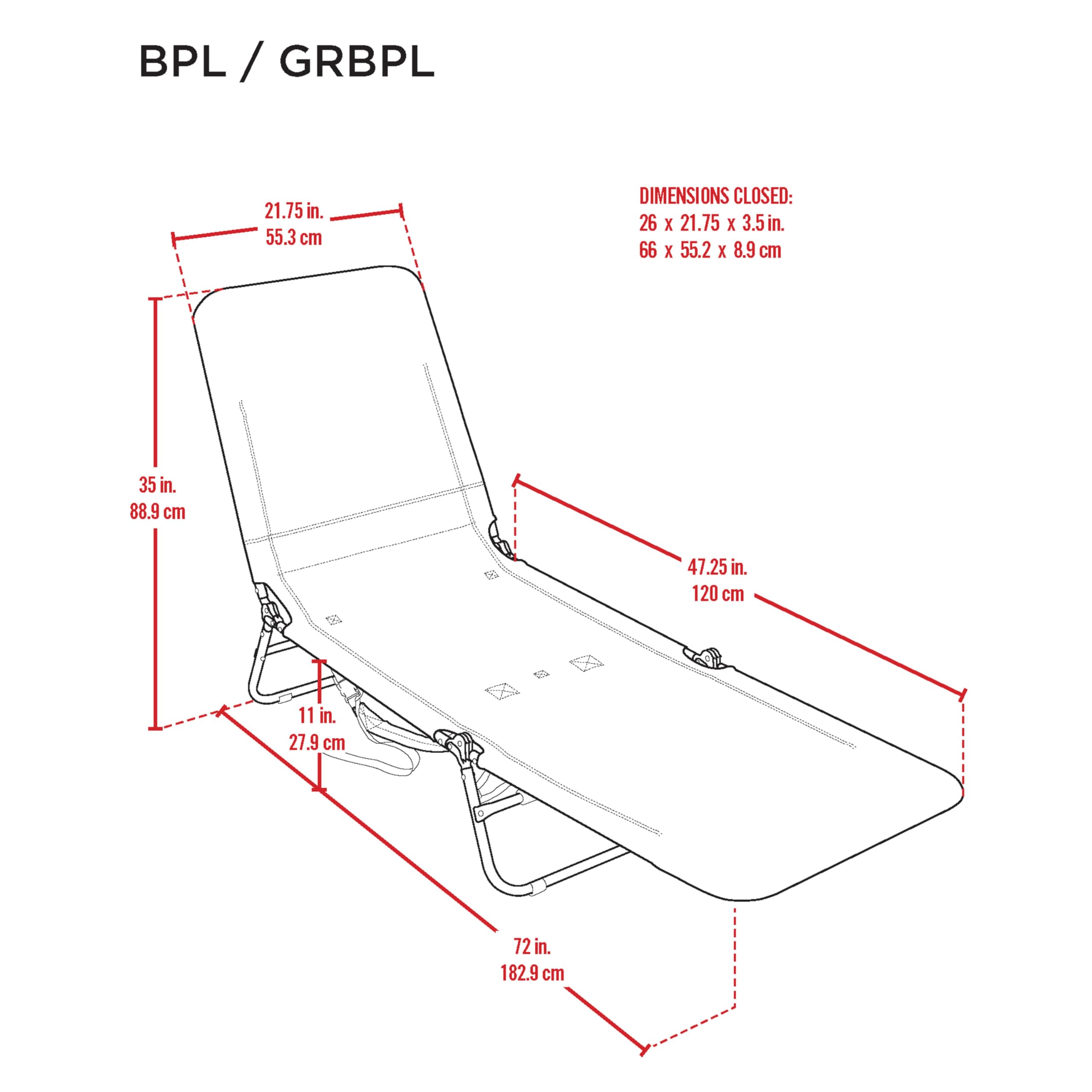 Rio Beach Lounger with adjustable backpack straps for easy transport