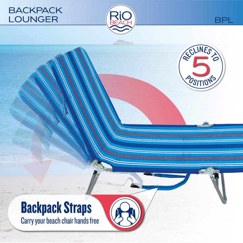 Rio Beach Lounger blue stripe with quick-drying fabric after a swim