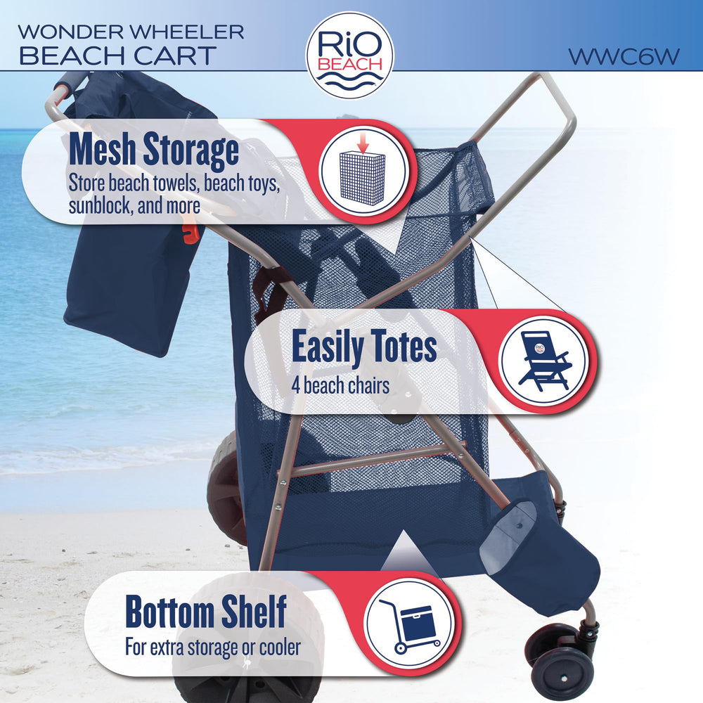 Fits a 48-quart cooler on the cart for beach day essentials