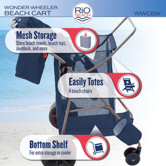 Fits a 48-quart cooler on the cart for beach day essentials