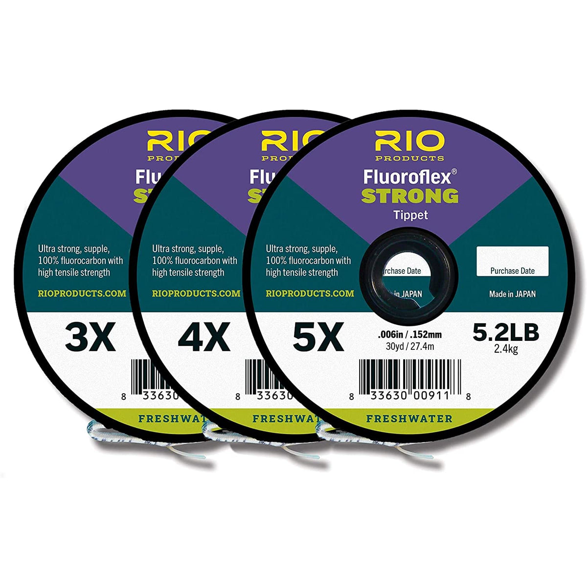 RIO Fluoroflex Strong Tippet 3-Pack 4X-5X spools