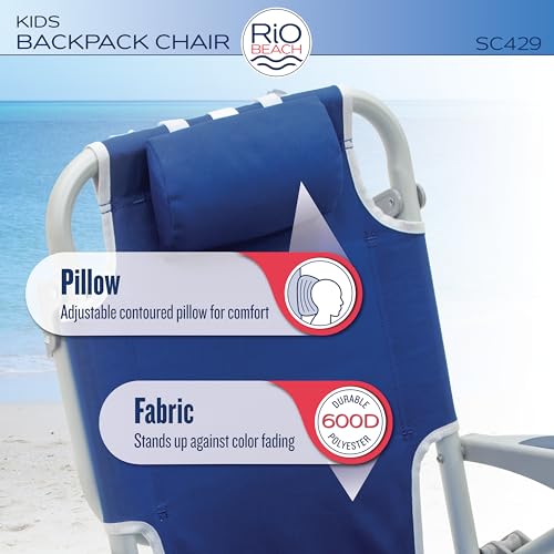 RIO Gear Rio Beach Kids Chair cup-holder keeps drinks in reach.