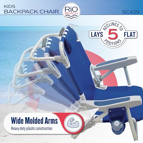 RIO Gear Rio Beach Kids Chair foam-headrest supports relaxed posture.