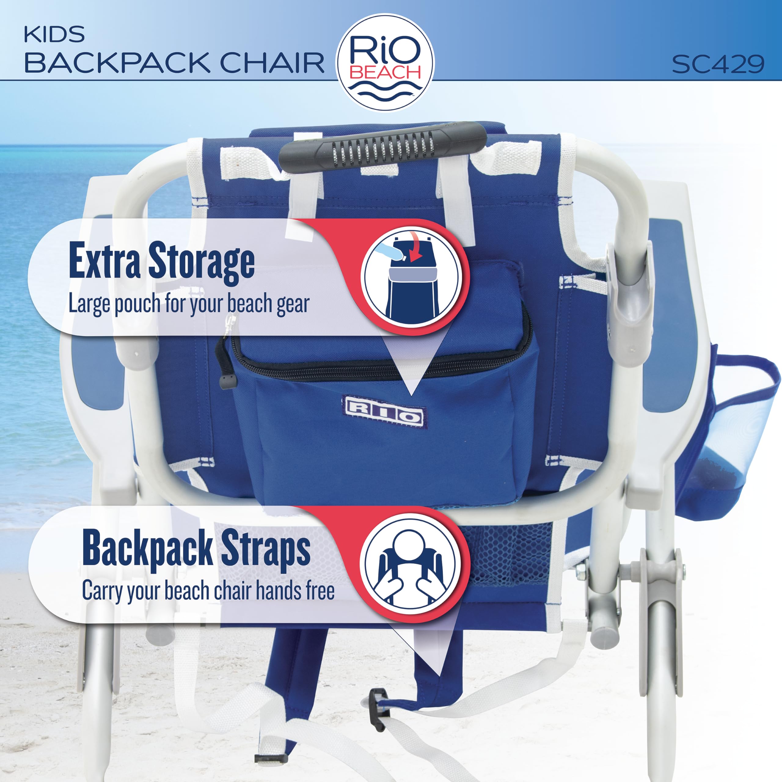 RIO Gear Rio Beach Kids Chair lock-bracket adds stability.