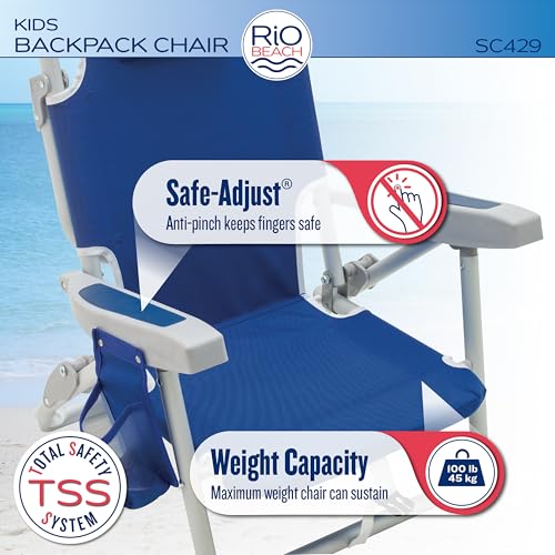 RIO Gear Rio Beach Kids Chair rust-proof-frame ensures durable outdoor use.
