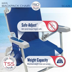 RIO Gear Rio Beach Kids Chair rust-proof-frame ensures durable outdoor use.