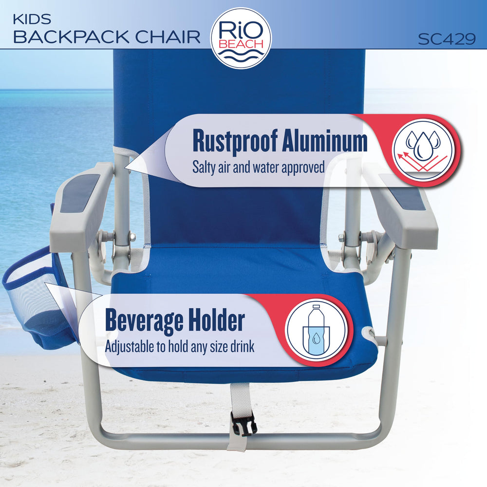 RIO Gear Rio Beach Kids Chair storage-pouch holds toys and towels.