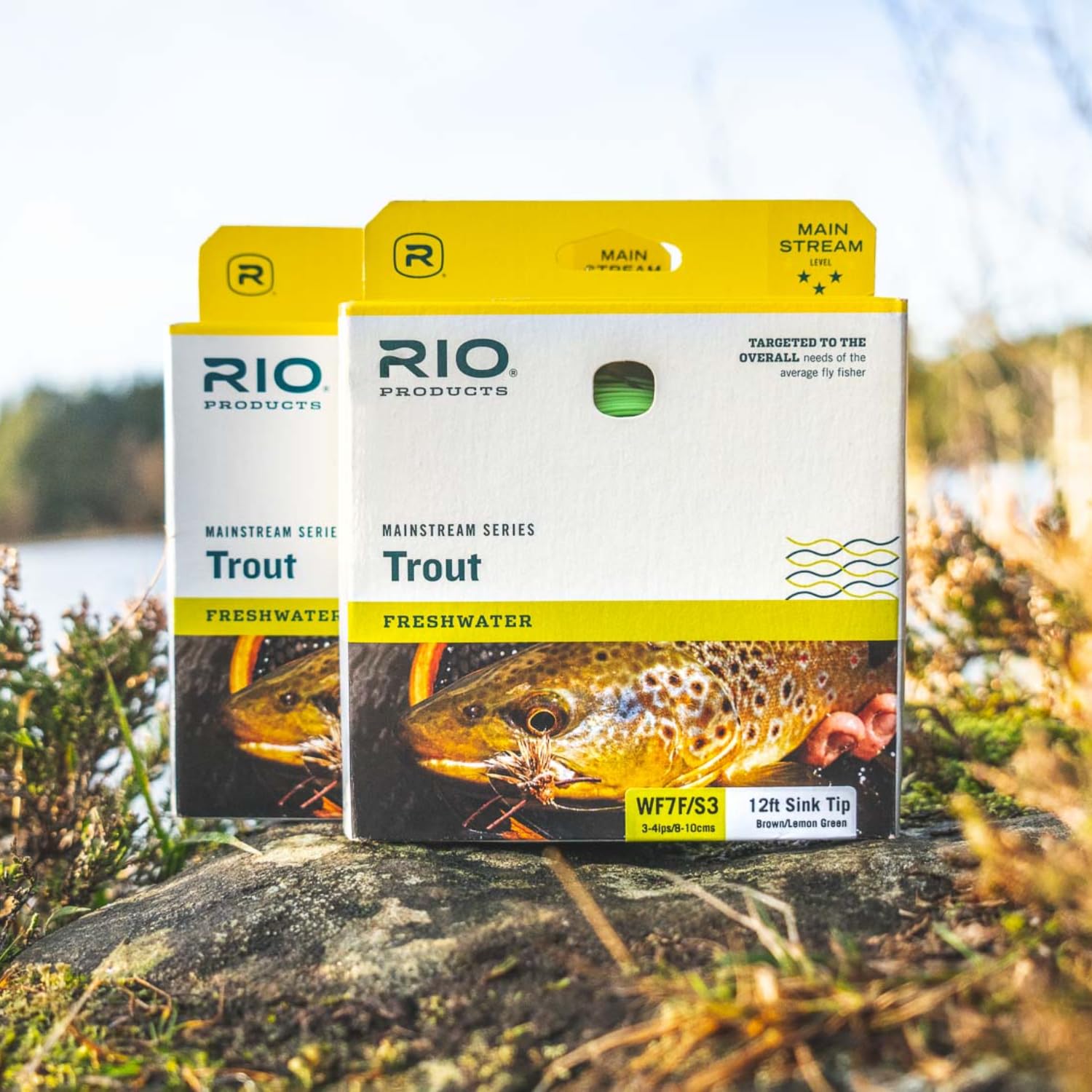 RIO Mainstream Trout DT3F Lemon Green rod-and-line setup demonstrates versatile freshwater performance.