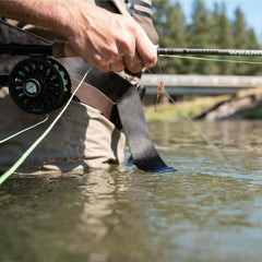 RIO Powerflex Plus in use by a trout angler setting up a rig.