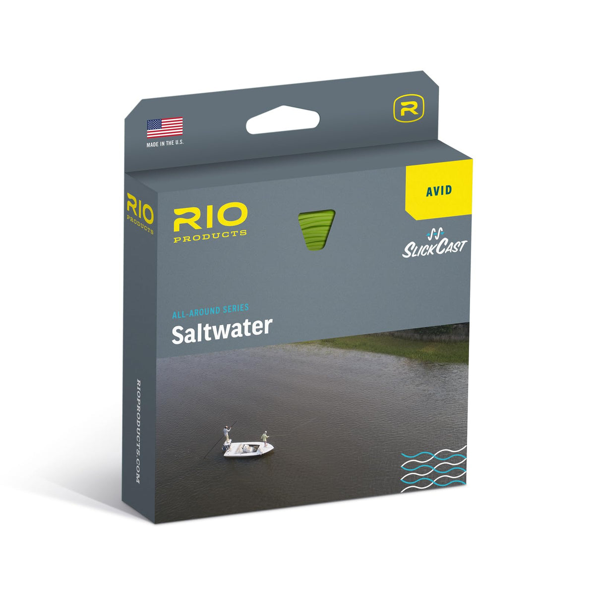 RIO Products Avid Saltwater Fly Line 80ft spool demonstrates durable coastal performance for all-around fishing.