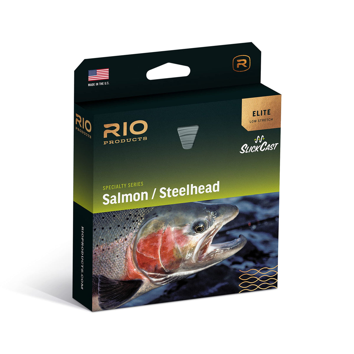 RIO PRODUCTS Elite Salmon/Steelhead fly line with front taper improves control for long-distance swings.