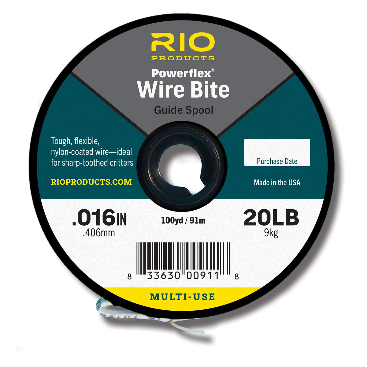 RIO PRODUCTS Powerflex Wire Bite 20lb guide spool enables tidy line management.
