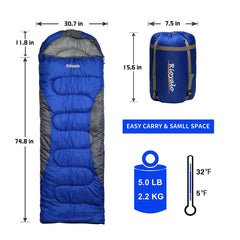 Rioyalo big-tall sleeping bag interior shows generous length
