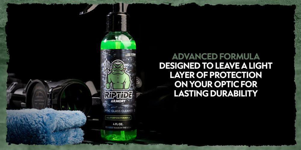 Riptide Armory microfiber wipe for smear-free reflections.