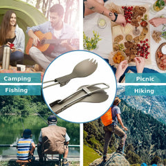 RISON-Titanium folding handle spork compact for travel