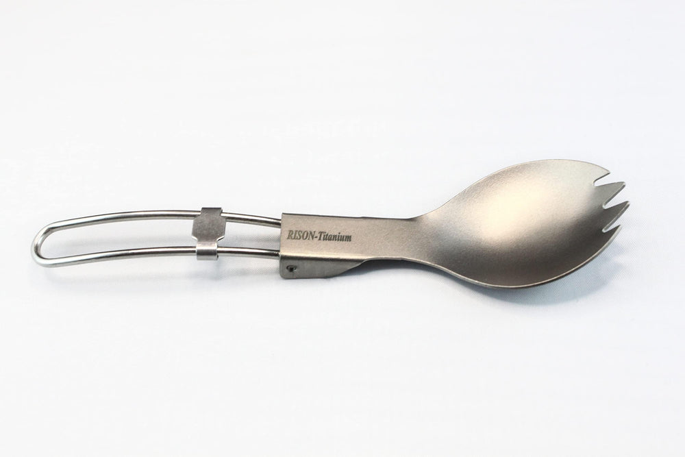 RISON-Titanium spork ideal for soups, noodles, and salads on trips