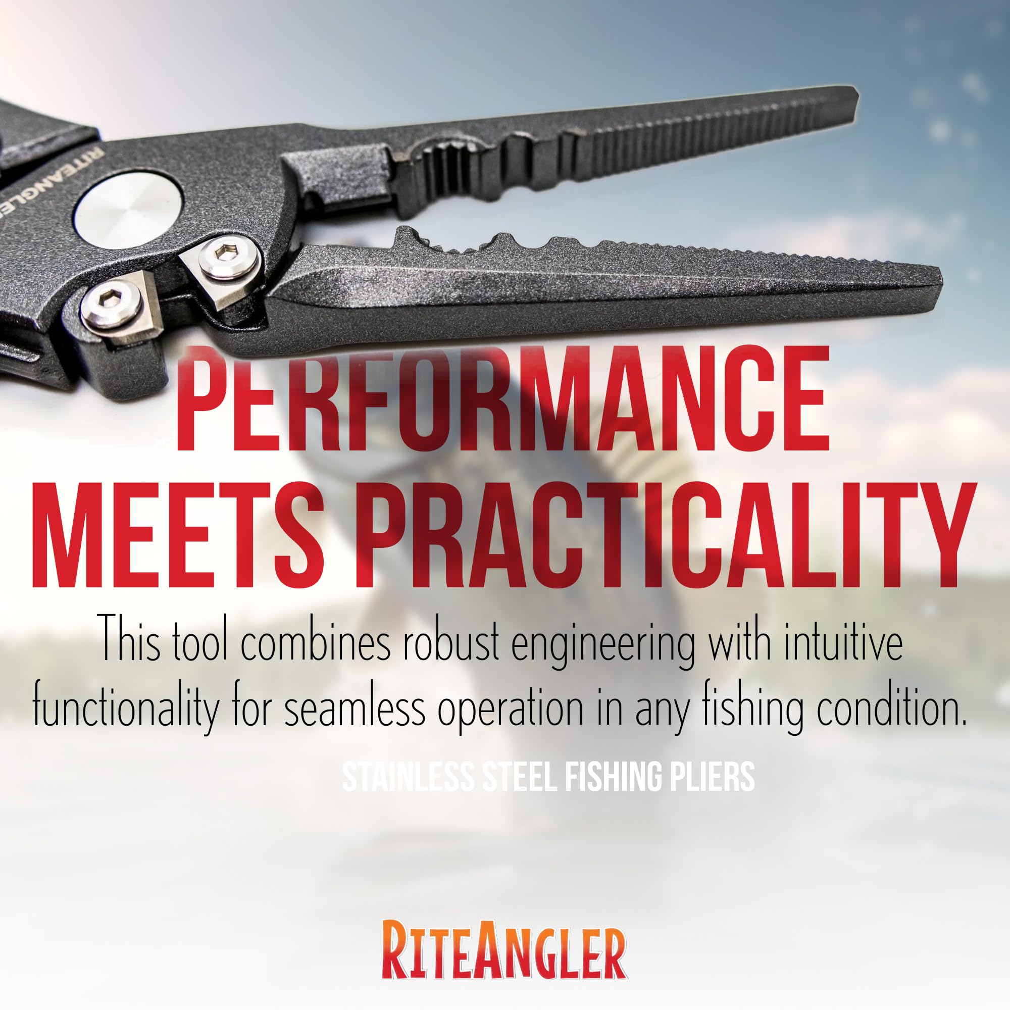 Rite Angler Charlie's Worms pliers ergonomic grip for precise hook work.