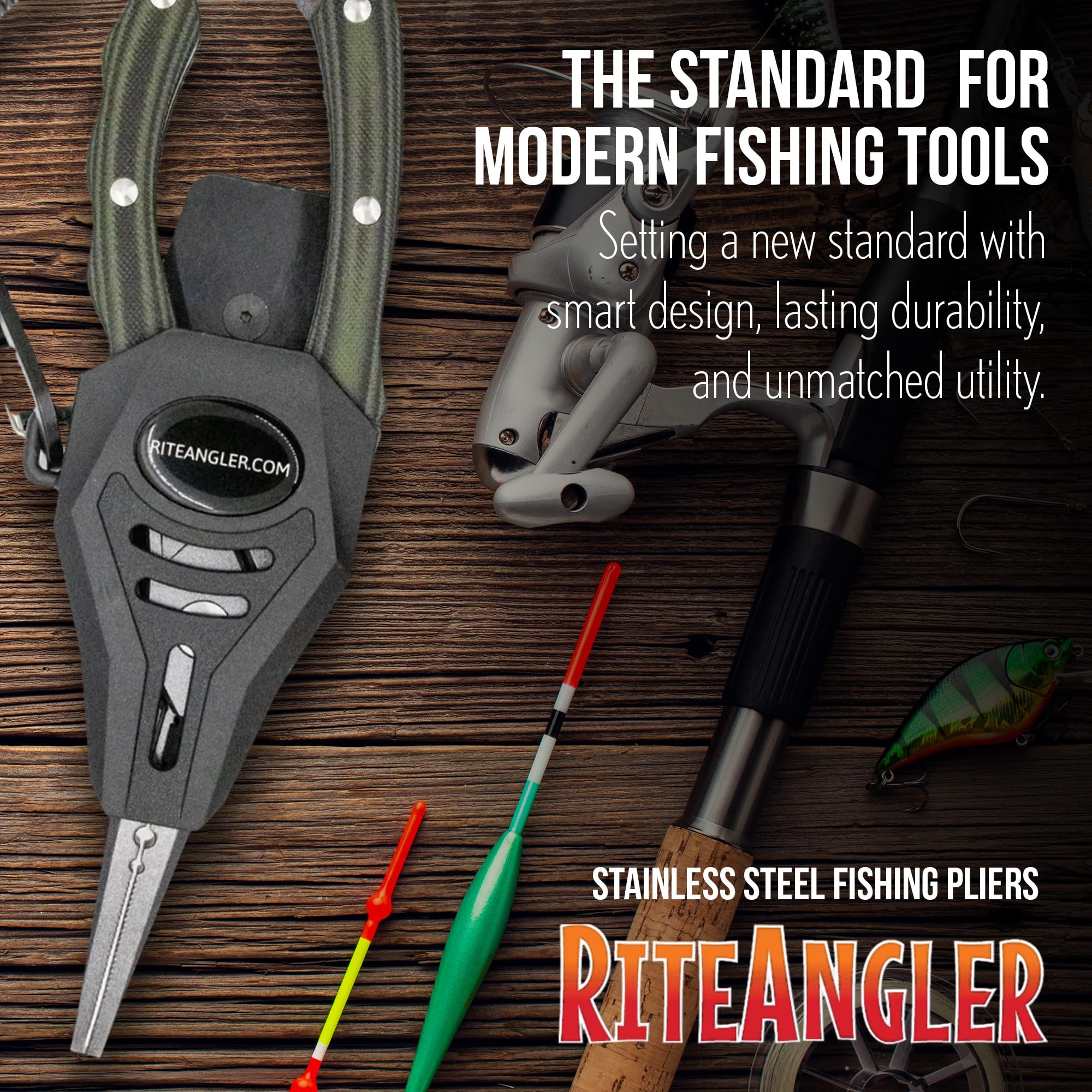 Rite Angler Charlie's Worms pliers rust-resistant for saltwater and freshwater.