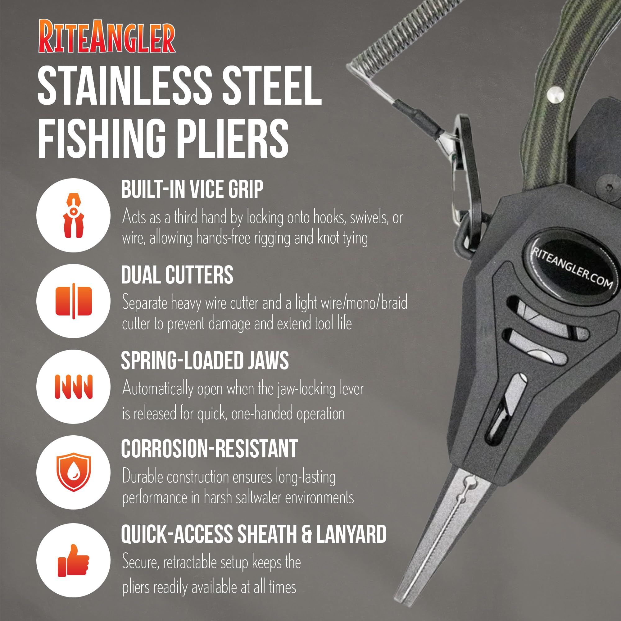 Rite Angler Charlie's Worms pliers split ring tool for quick tackle adjustments.