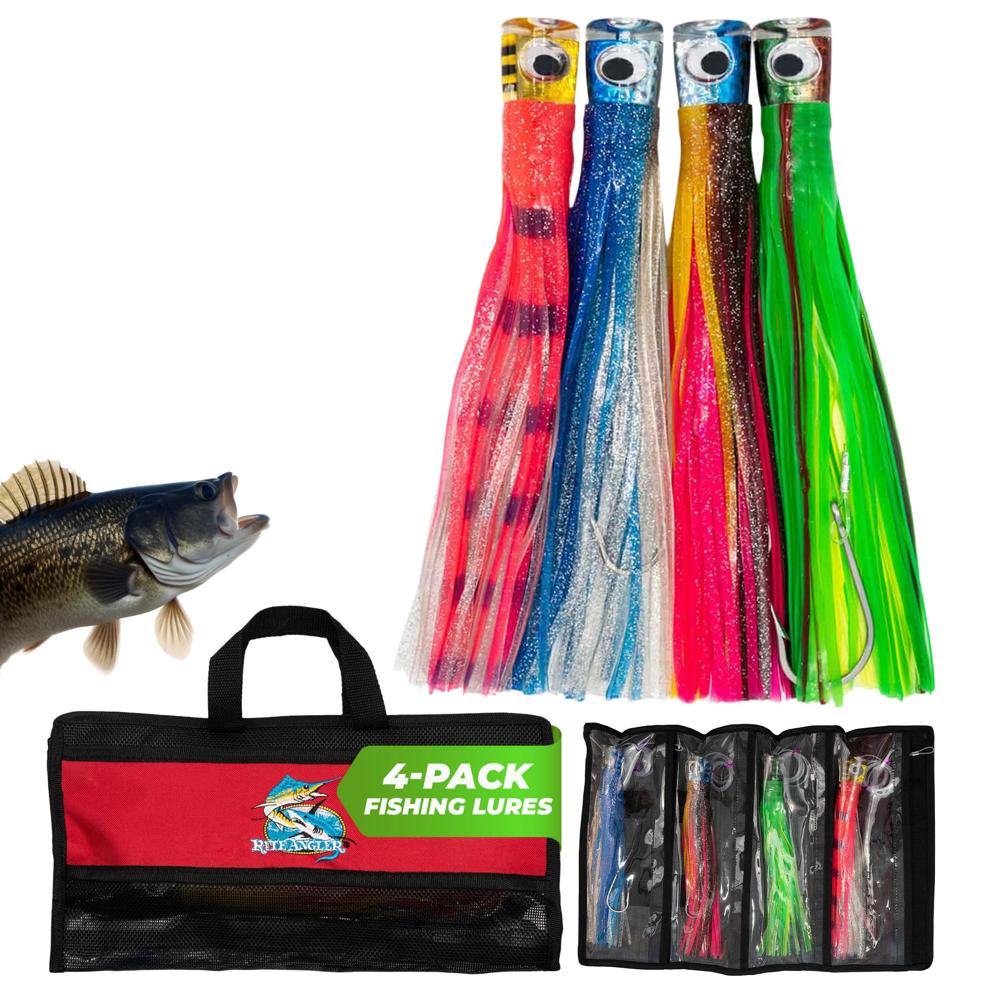Rite Angler saltwater lure front view highlight 12-inch chugger jet head for offshore trolling
