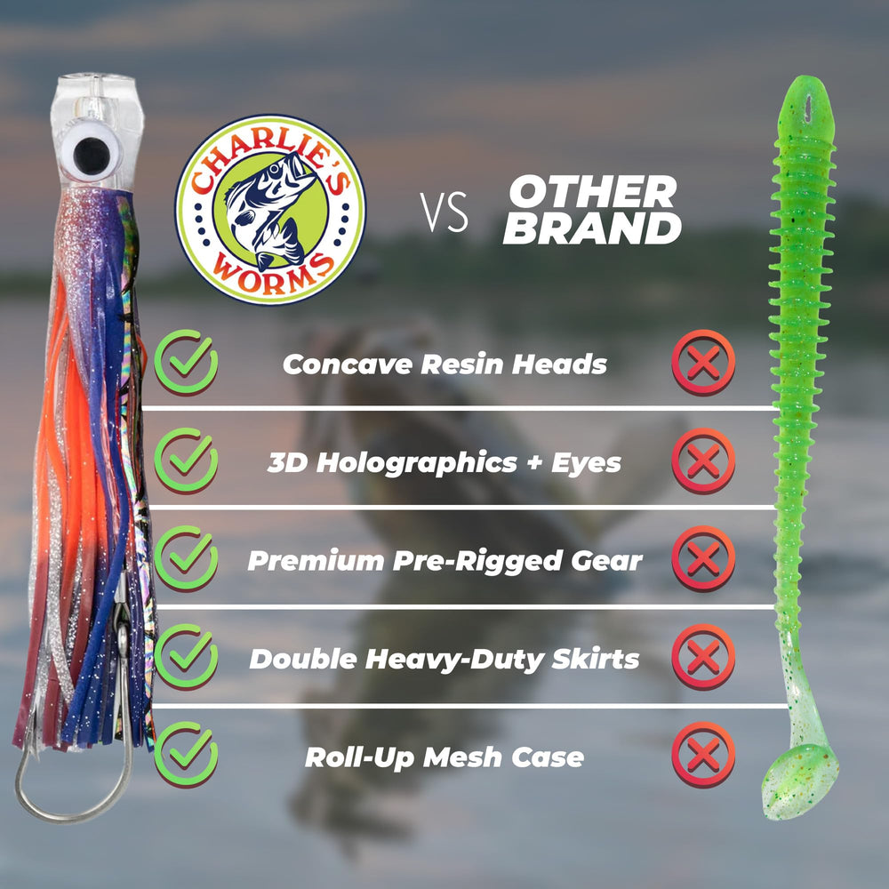 Six-color lure set suited for versatile offshore trolling.