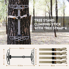 RiteAim climbing sticks v-shaped-brackets emphasize secure grip on trees during climbs