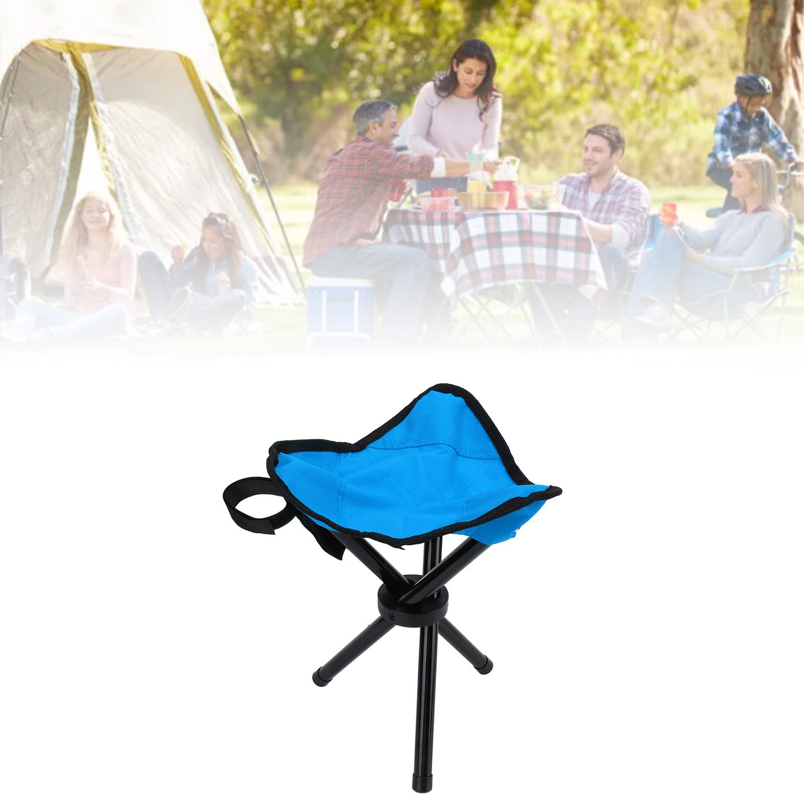 RiToEasysports camping tripod stool made with 600D Oxford fabric and steel tubing.