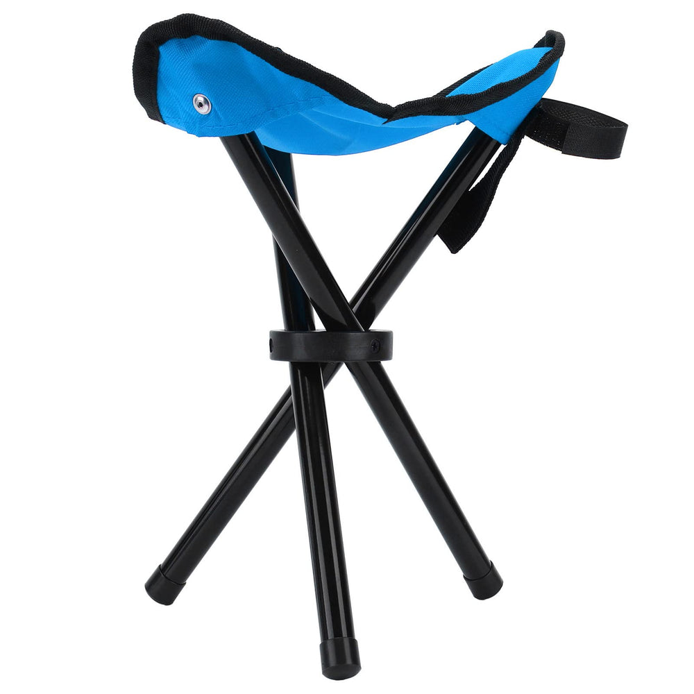 RiToEasysports camping tripod stool on campsite offering convenient seating.