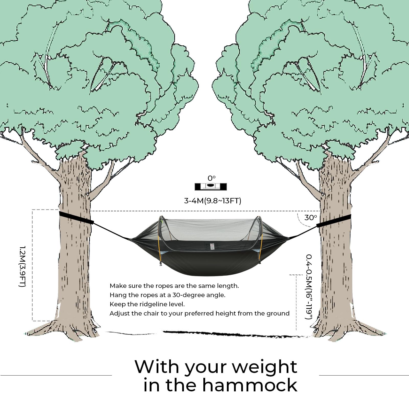 Rivenlo 3-in-1 hammock setup for sleeping, lounging, and weather protection.