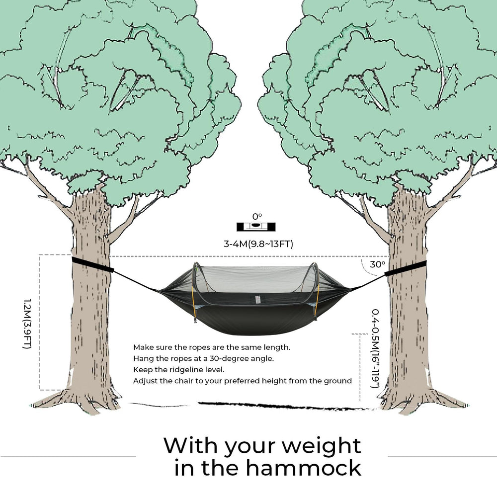 Rivenlo 3-in-1 hammock setup for sleeping, lounging, and weather protection.