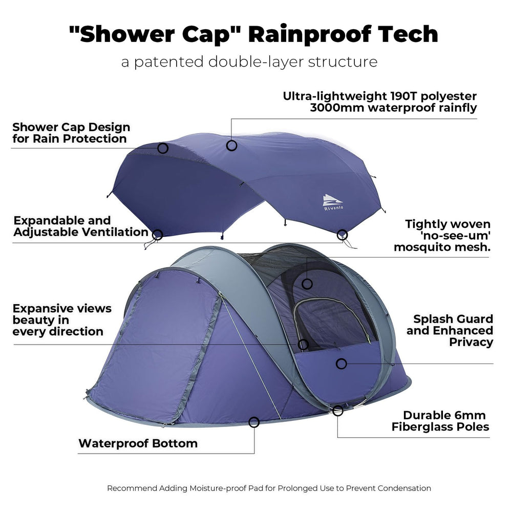 Rivenlo 4-person tent delivering spacious 9.5x6.6 footprint