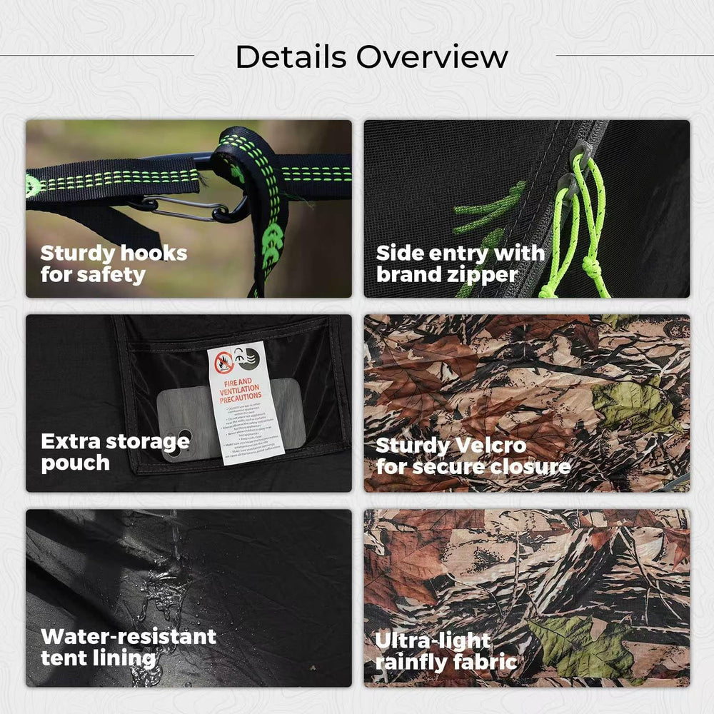 Rivenlo camo hammock with tree straps for fast, secure setup outdoor use.