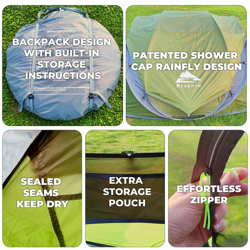 Rivenlo quick automatic setup exemplifies easy pitching after a day outdoors.