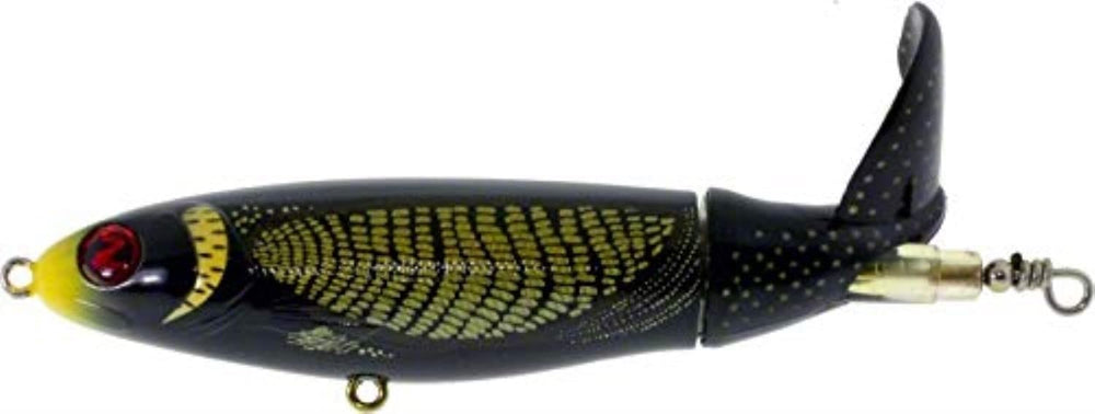River2Sea WPL130/19 Whopper Plopper, yellow head, side view, primed for topwater strikes