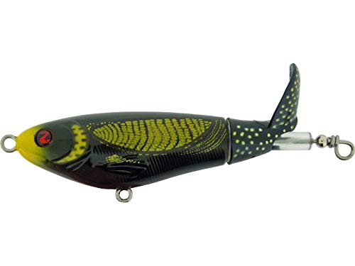 River2Sea Whopper Plopper, yellow head, topwater action shot for surface bites