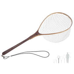 Riverruns long wooden net handle grip for comfortable casting and landing.