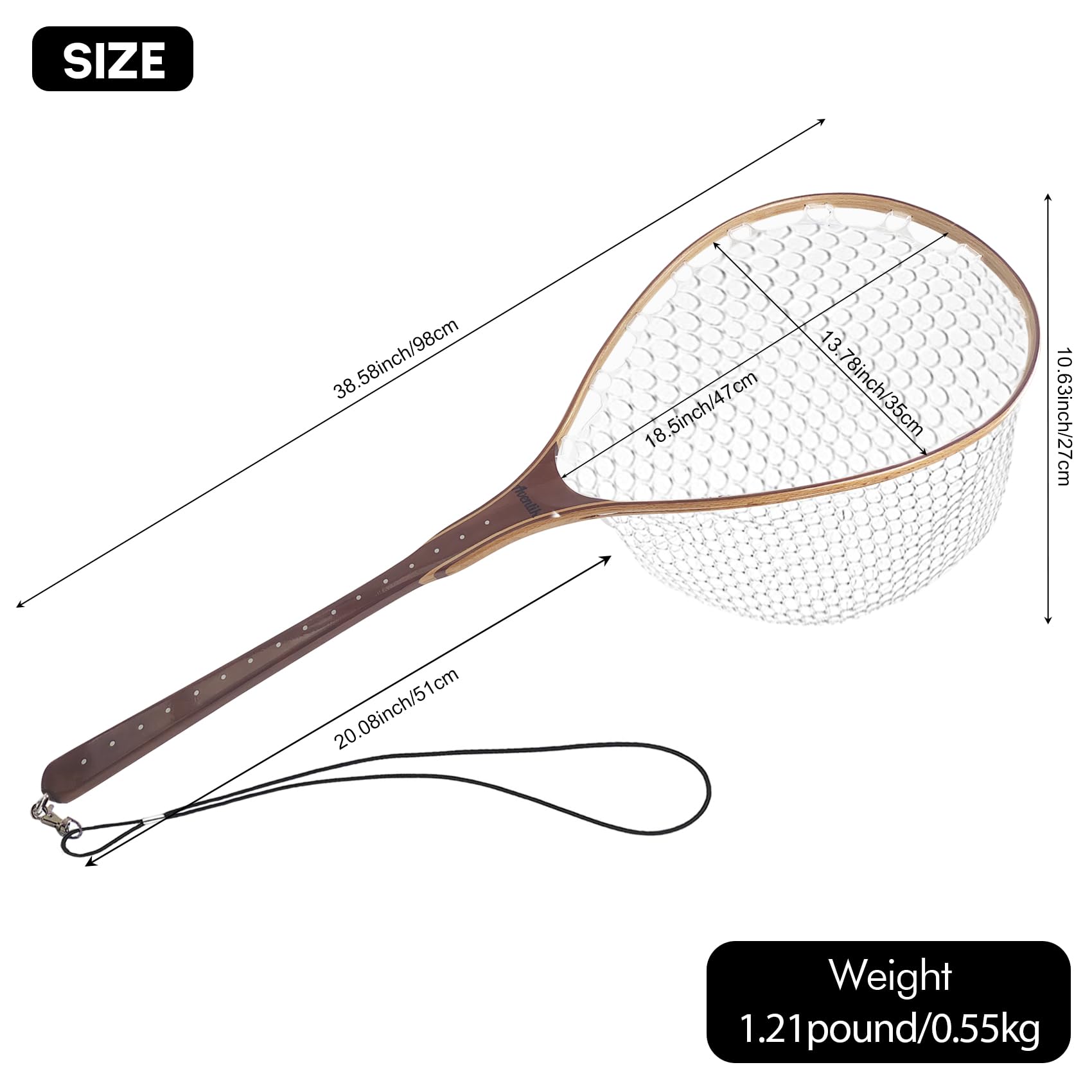 Riverruns knotless rubber mesh for snag-free casting and release.