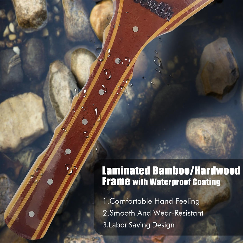 Riverruns measuring-dots-on-handle offers on-site length reference for catches.