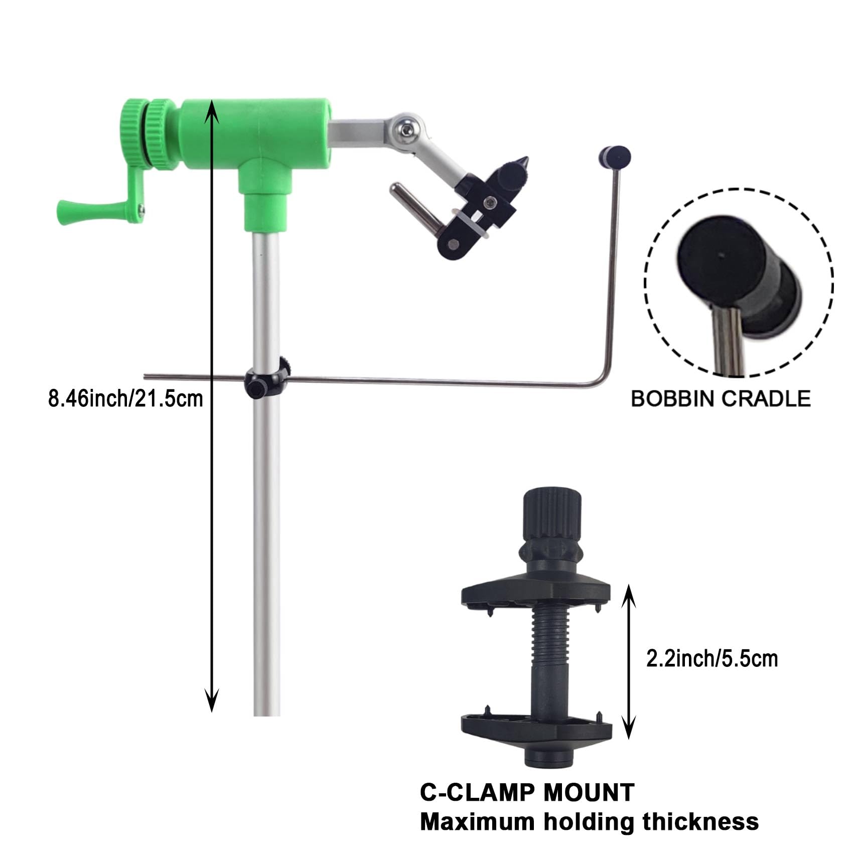 Riverruns N6201 II Gen Rotary Vise bobbin cradle for parachute-style work.