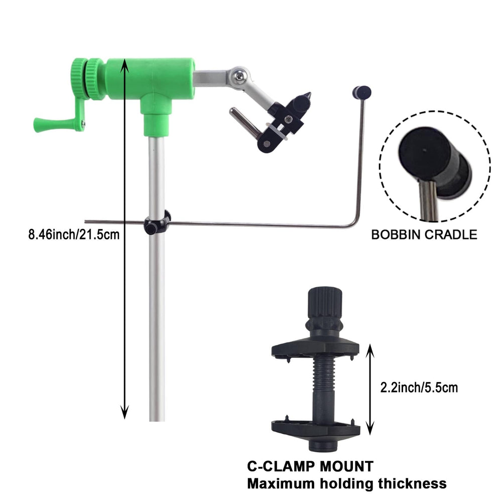 Riverruns N6201 II Gen Rotary Vise bobbin cradle for parachute-style work.